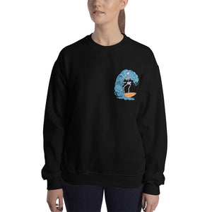 "Skeleton Surfer" Womens Crewneck Sweatshirt (Unisex)