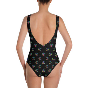 "Peace" Womens One-Piece Swimsuit in Black