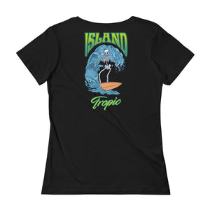"Skeleton Surfer" Womens Scoopneck T-Shirt
