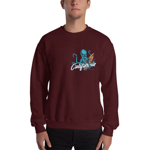 "California Dreamn' Octopus" Mens Crewneck Sweatshirt (Unisex)