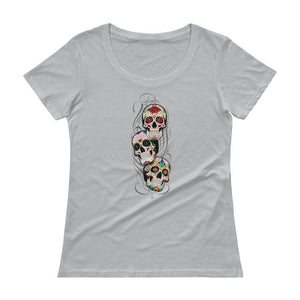 "Sugar Skulls" Womens Scoopneck T-Shirt