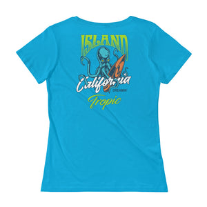 "California Dreamin' Octopus" Womens Scoopneck T-Shirt