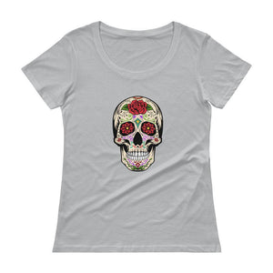 "Sugar Skull" Womens Scoopneck T-Shirt