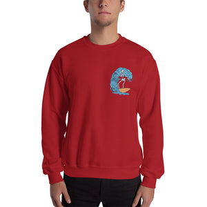 "Skeleton Surfer" Mens Crewneck Sweatshirt (Unisex)