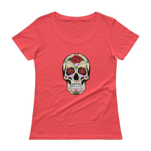"Sugar Skull" Womens Scoopneck T-Shirt