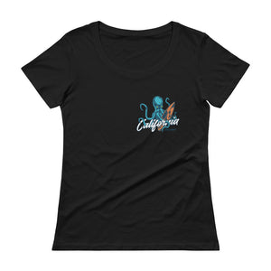 "California Dreamin' Octopus" Womens Scoopneck T-Shirt