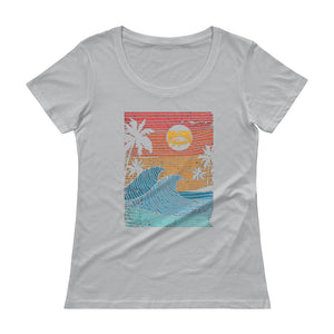 "Island Tropic Sun" Womens Scoopneck T-Shirt